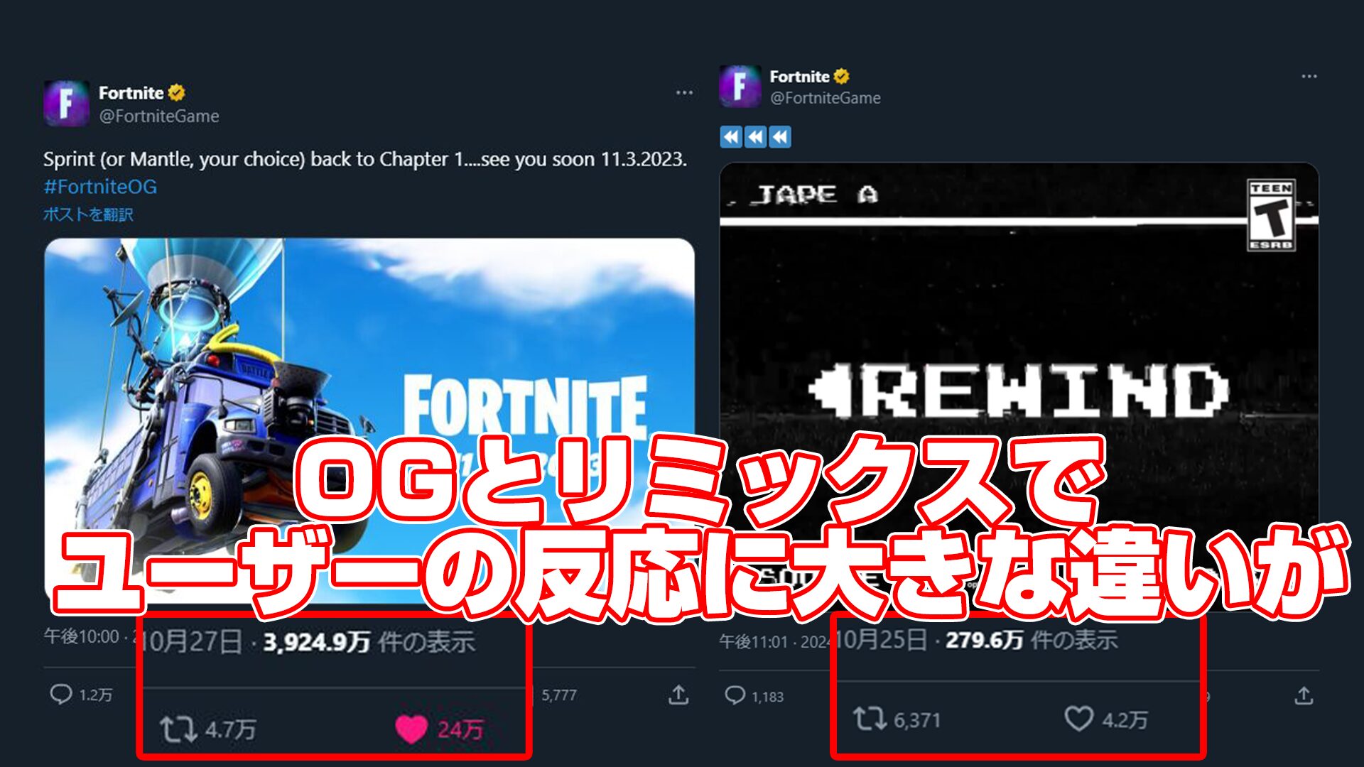 [Fortnite] 關於用戶對去年舉行的 OG 和這次舉行的 remix teaser 的反應差異太大的情況